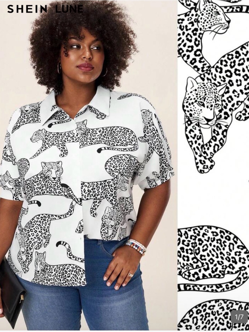 White & Black Leopard Print Cat Shirt